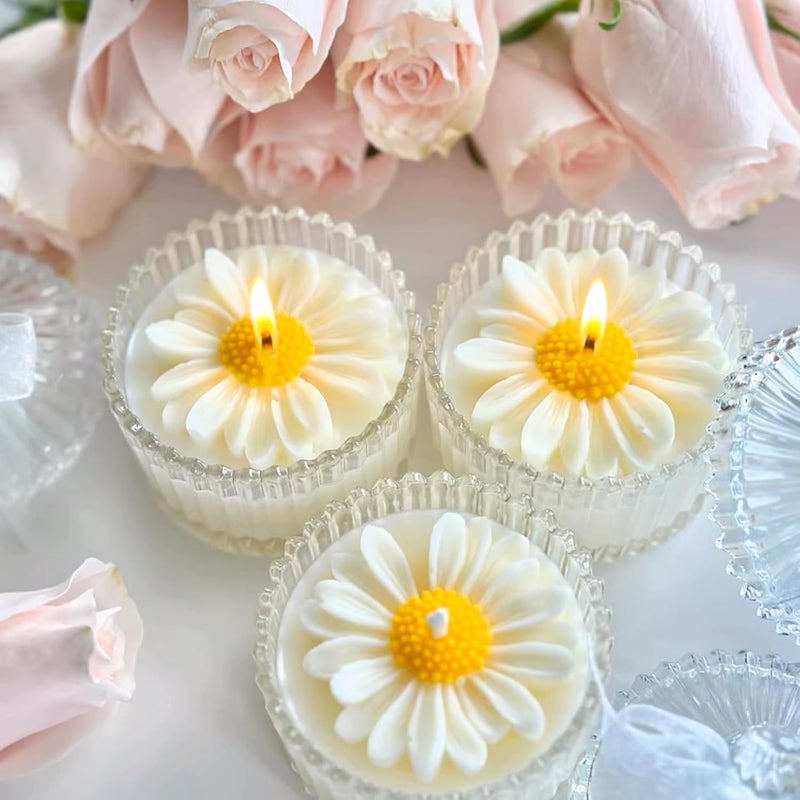 ZQYSING 4 Pack Daisy Silicone Molds with Leaf Mold, Set of Large + Medium + Small + Mini Daisy Flower Molds for Candles Wax Soap Epoxy Resin Plaster Fondant Chocolate Cake Cupcake Topper Decoration - Image 4